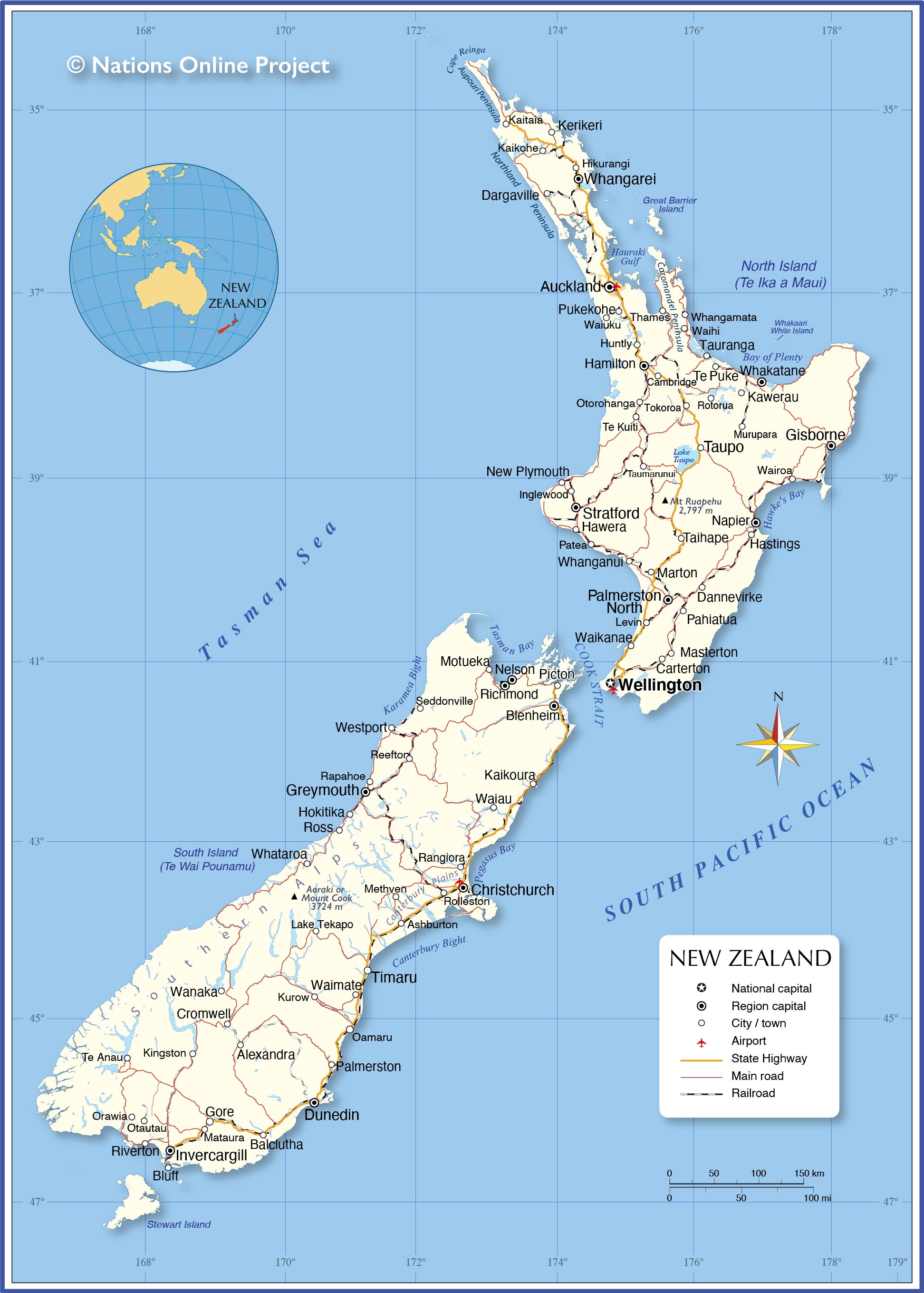 The Political Map of New Zealand Adapted from “Map of New Zealand, Australia/Oceania," Nations Online. 