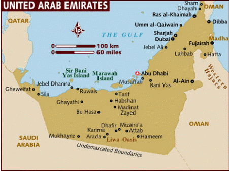 Geographical Map of UAE.