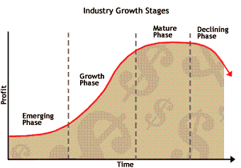 Growth stages of the industry.