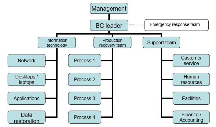 Business continuity (BP) team chart.