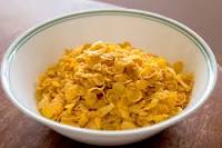 Cornflakes, on a plate ready to be served