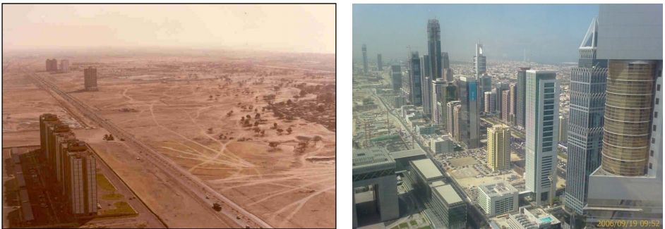 Comparison of Dubai’s landscape in 1991 and 2005