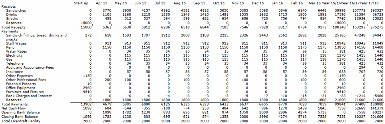 Projected cash flow