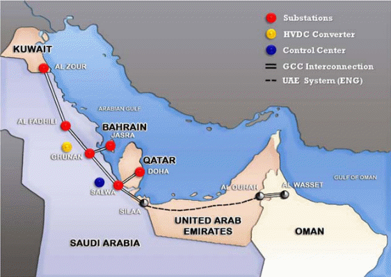 The geographical map of the GCC region.