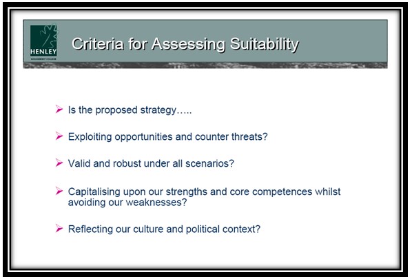 Criteria for Assessing Suitability