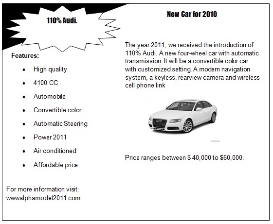 Print ad and the cover of the car brochure