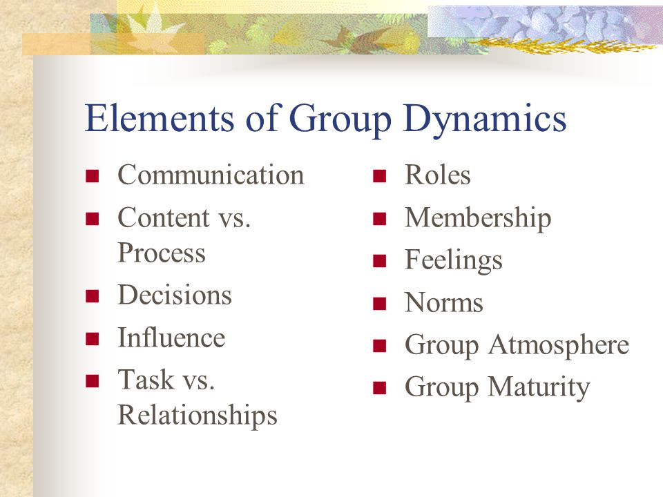 Elements of group dynamics