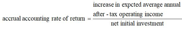 Formula to calculate the accrual accounting rate of return