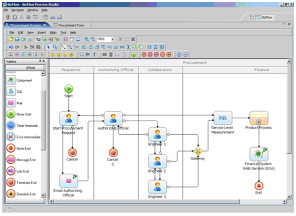 Process Modeling with Embedded BPMN with the help of Biz flow software