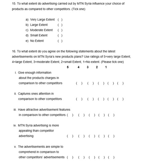 Comparative questionnaires