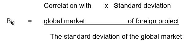 Correlation with x Standard deviation Big = global market of foreign project