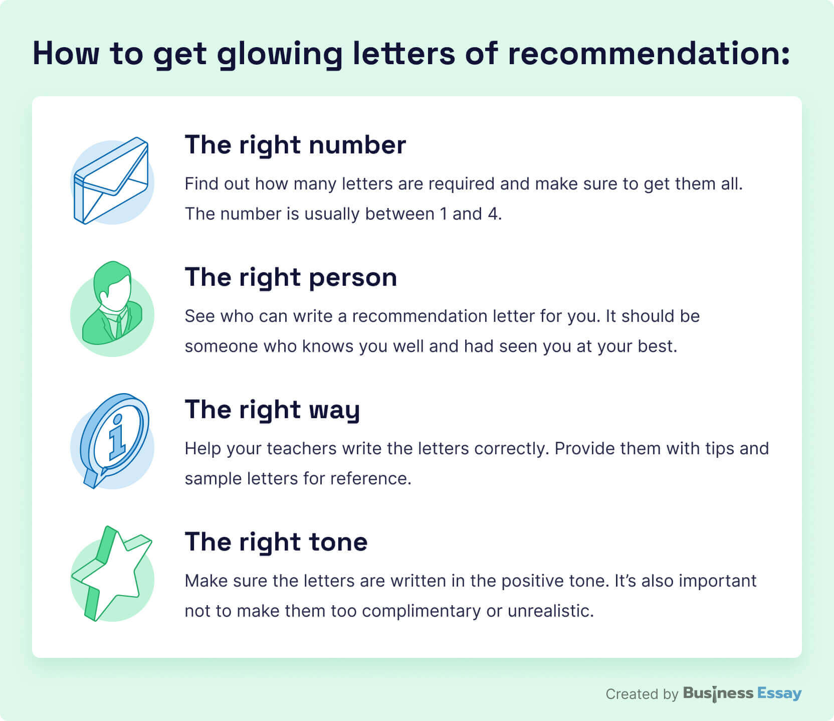 The picture describes how to get glowing letters of recommendation.