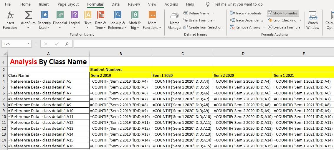 Screen shots of calculations