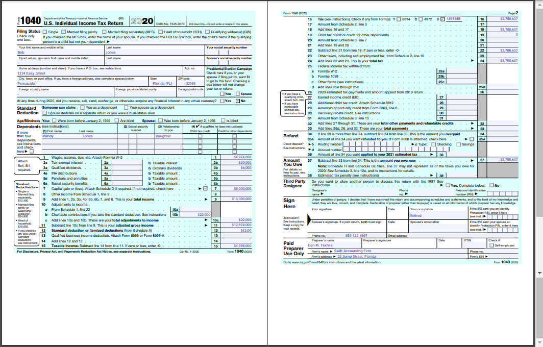 Form 1040 Pages