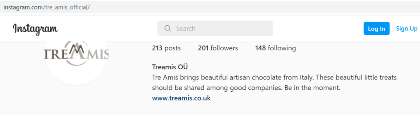 Tre Amis’ Instagram page