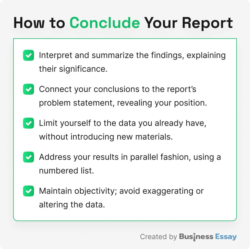 How to conclude a business report.
