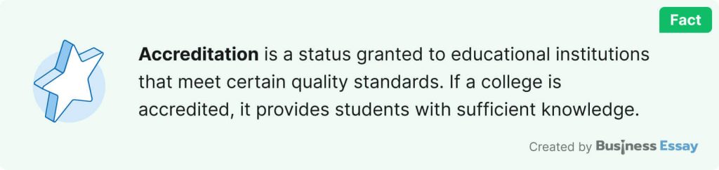 The picture shows the definition of accreditation.