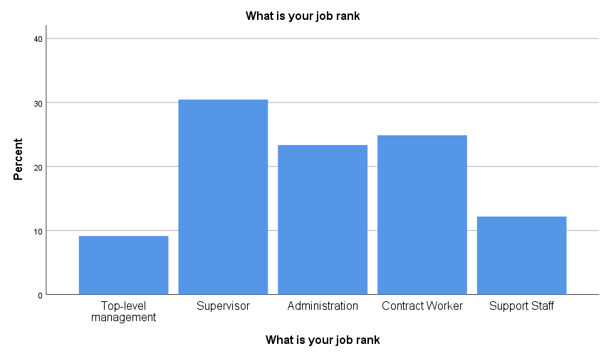 Distribution of respondents according to job rank 