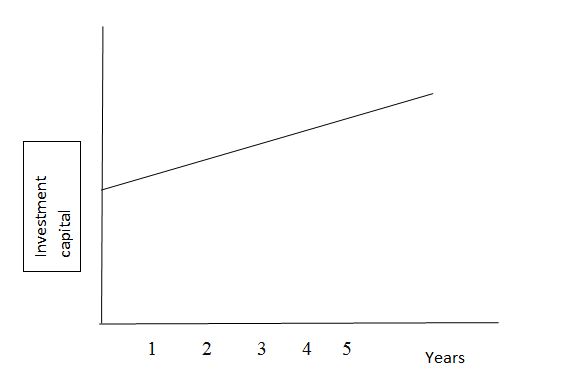 A graphical presentation of the capital investment through different years.