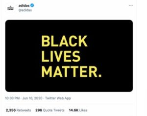 "Black Lives Matter" represented by a Twitter post.